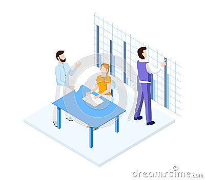 Isometric office team Vector Illustration